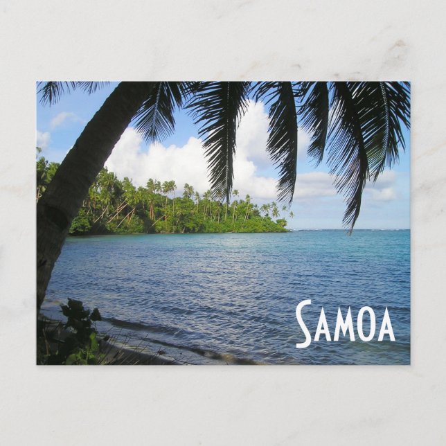 South Pacific Framed by Palm Tree, Samoa Postcard (Front)