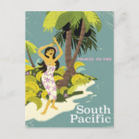 South Pacific vintage travel poster
