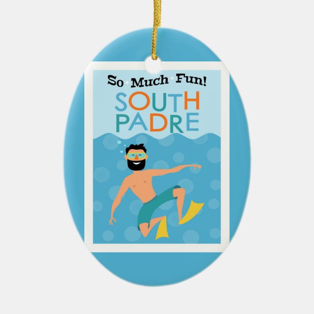 South Padre Island Fun Hipster Travel Ceramic Ornament (Front)