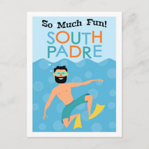 South Padre Island Fun Hipster Travel Postcard