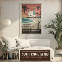South Padre Island – Retro Coastal Poster