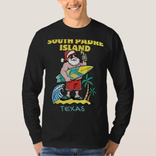 SOUTH PADRE ISLAND TEXAS Santa Christmas Surfing T-Shirt