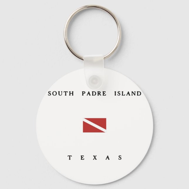 South Padre Island Texas Scuba Dive Flag Keychain (Front)