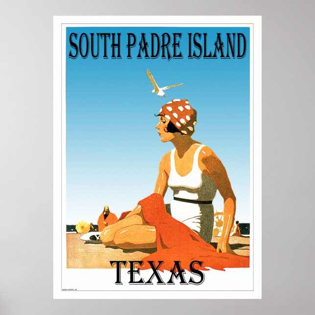 South Padre Island Vintage Beach Poster Design (Front)
