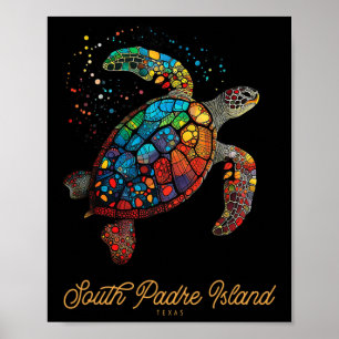 South Padre Island Vintage Retro Texas Sea Turtle Poster