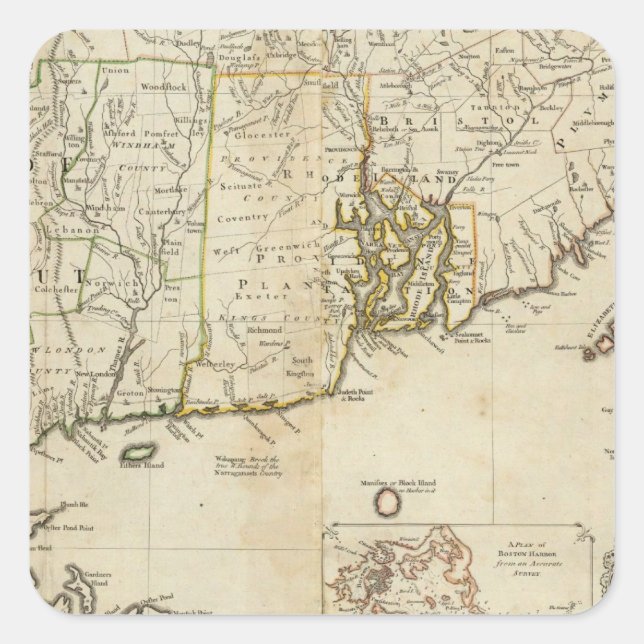 South part of The Provinces of Massachusetts Bay Square Sticker (Front)