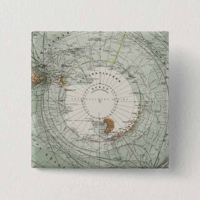 South Polar Region Map 2 Inch Square Button (Front)