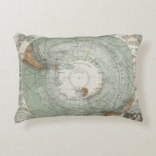 South Polar Region Map Accent Pillow