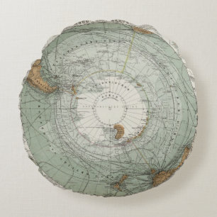 South Polar Region Map Round Pillow