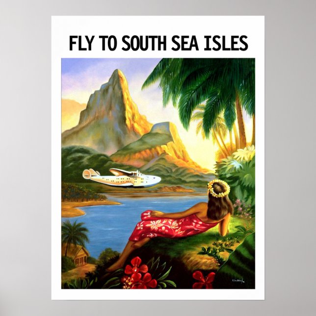 South sea isles, vintage airline poster (Front)