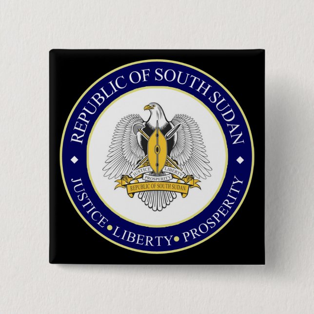south sudan emblem 2 inch square button (Front)