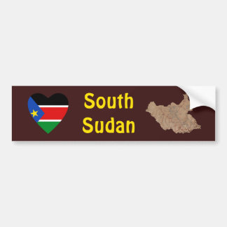 South Sudan Flag Heart + Map Bumper Sticker