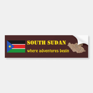 South Sudan Flag + Map Bumper Sticker