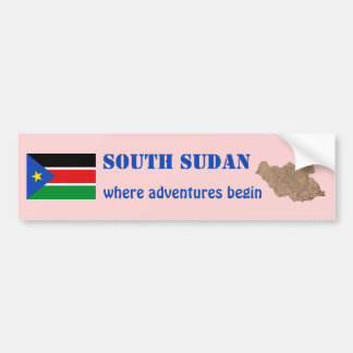 South Sudan Flag + Map Bumper Sticker