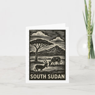 South Sudan Linocut Style Oversized Card