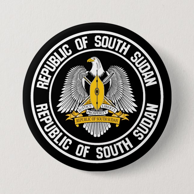 South Sudan Round Emblem 3 Inch Round Button (Front)