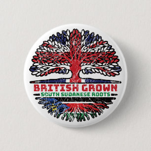 South Sudan South Sudanese British UK Tree Roots 2 Inch Round Button