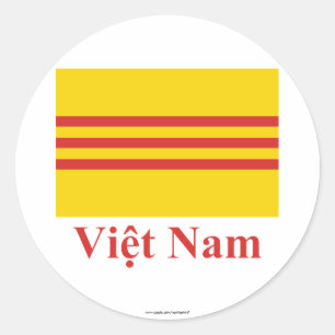 South Vietnam Flag with Name in Vietnamese Classic Round Sticker
