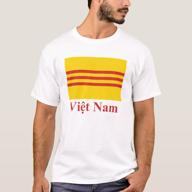 South Vietnam Flag with Name in Vietnamese T-Shirt (Front)