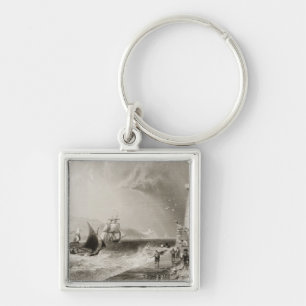South Wall Lighthouse with Howth Hill Keychain