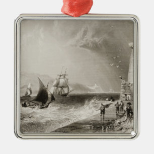 South Wall Lighthouse with Howth Hill Metal Ornament