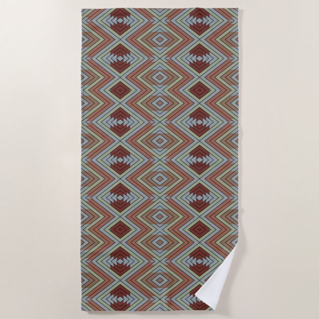 South West American Indian Style Patterned Art Beach Towel (Front)