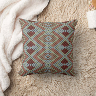 South West American Indian Style Patterned Art Throw Pillow