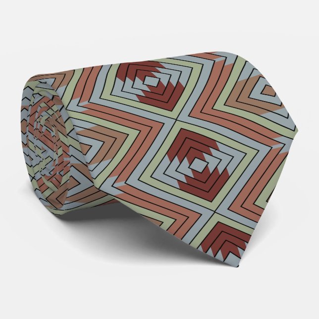 South West American Indian Style Patterned Art Tie (Rolled)