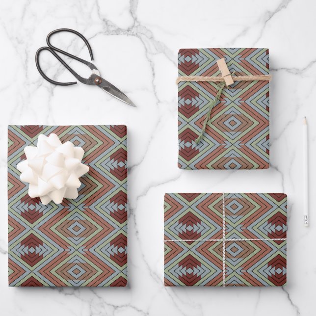 South West American Indian Style Patterned Art Wrapping Paper Sheet (Front)