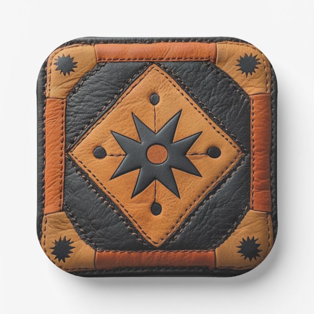 South West Beautiful Country Style Leather Paper Plate (Front)