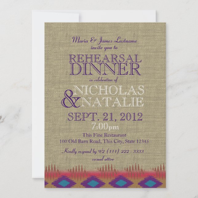 South West Rehearsal Dinner Invitation (Front)