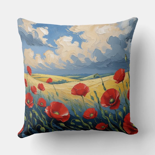 South wind in poppies throw pillow (Back)