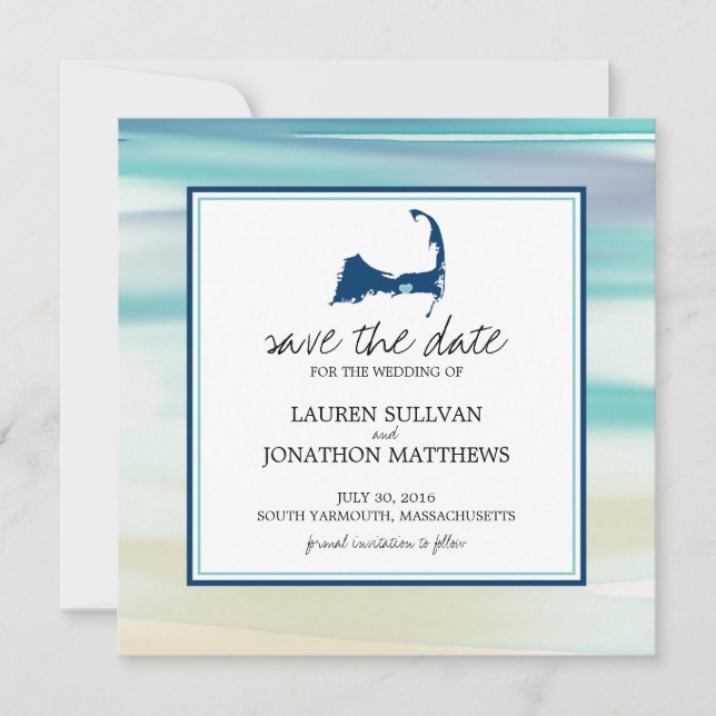 South Yarmouth Cape Cod Watercolor Save the Date (Front)