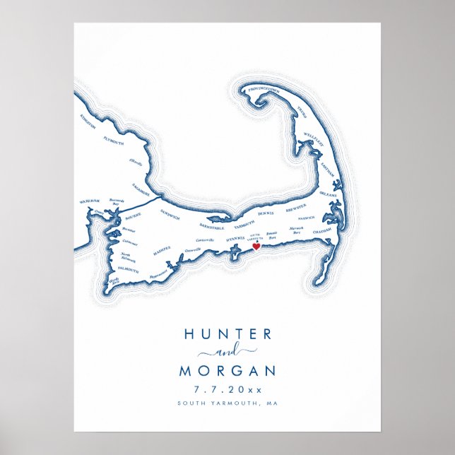 South Yarmouth Wedding Modern Guest Book Poster (Front)