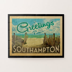 Southampton Beach Vintage Travel Jigsaw Puzzle