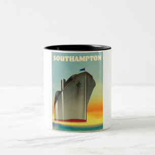Southampton cruise liner travel poster Two-Tone coffee mug