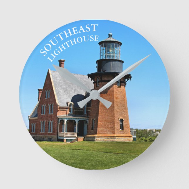 Southeast Lighthouse, Block Island RI Wall  Clock (Front)