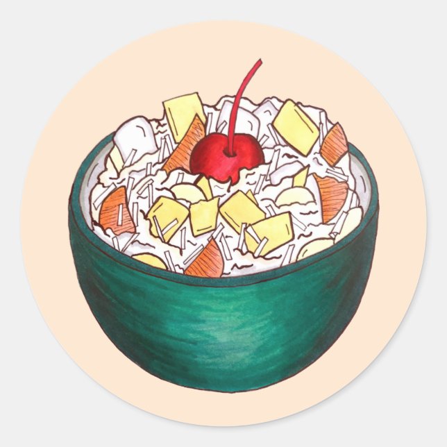 Southern Ambrosia Coconut Marshmallow Fruit Salad Classic Round Sticker (Front)