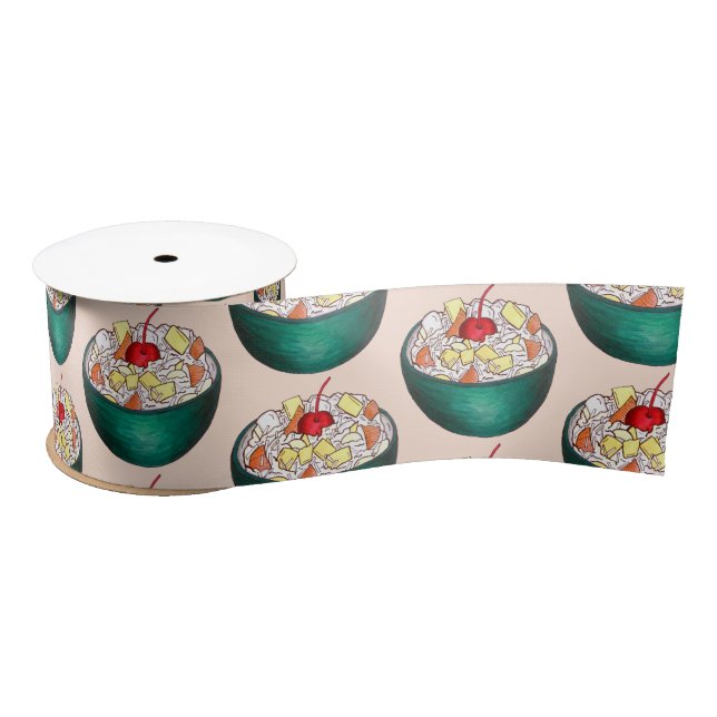 Southern Ambrosia Coconut Marshmallow Fruit Salad Satin Ribbon (Spool)