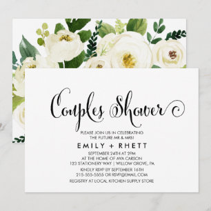 Southern Belle Calligraphy Floral Couples Shower Invitation