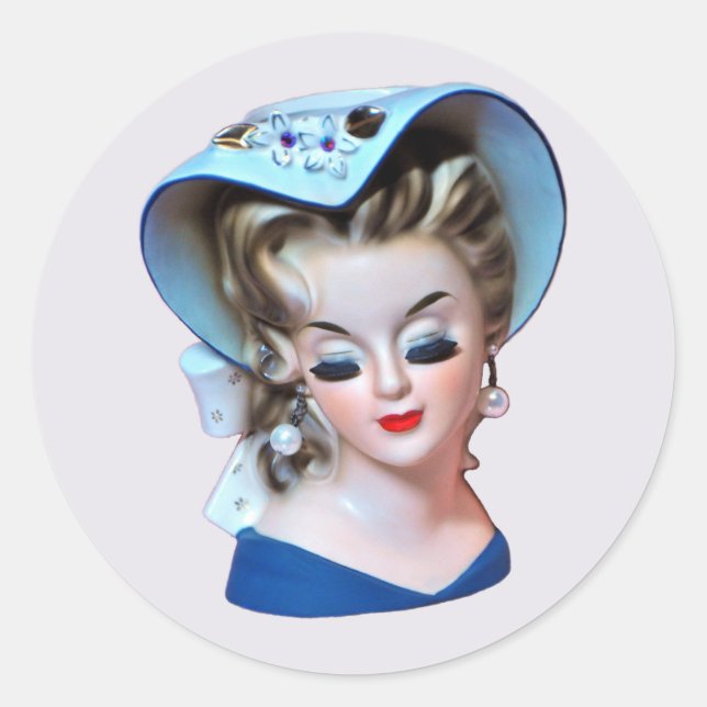 Southern Belle Head Vase Bonnet Lady with Attitude Classic Round Sticker (Front)