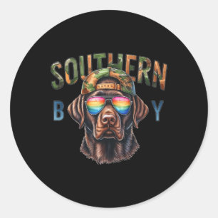 Southern Boy Hunting Dog Labrador Western Hunting Classic Round Sticker