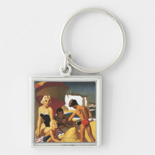 Southern British Railways Family on Beach Keychain