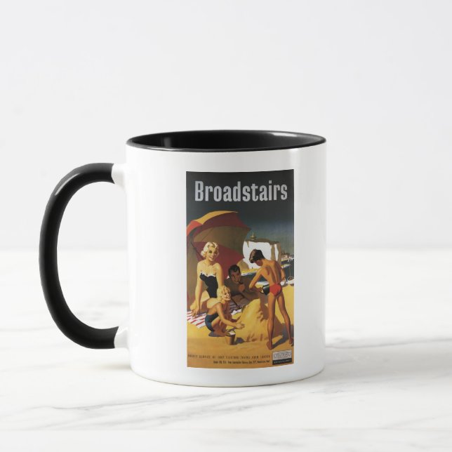 Southern British Railways Family on Beach Mug (Left)
