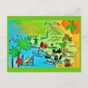 Southern Calfornia State Map  Postcard