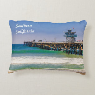 Southern California beach and pier in San Clemente Accent Pillow