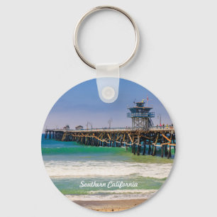 Southern California beach and pier in San Clemente Keychain