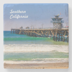 Southern California beach and pier in San Clemente Stone Coaster