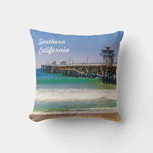 Southern California beach and pier in San Clemente Throw Pillow