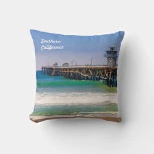 Southern California beach and pier in San Clemente Throw Pillow